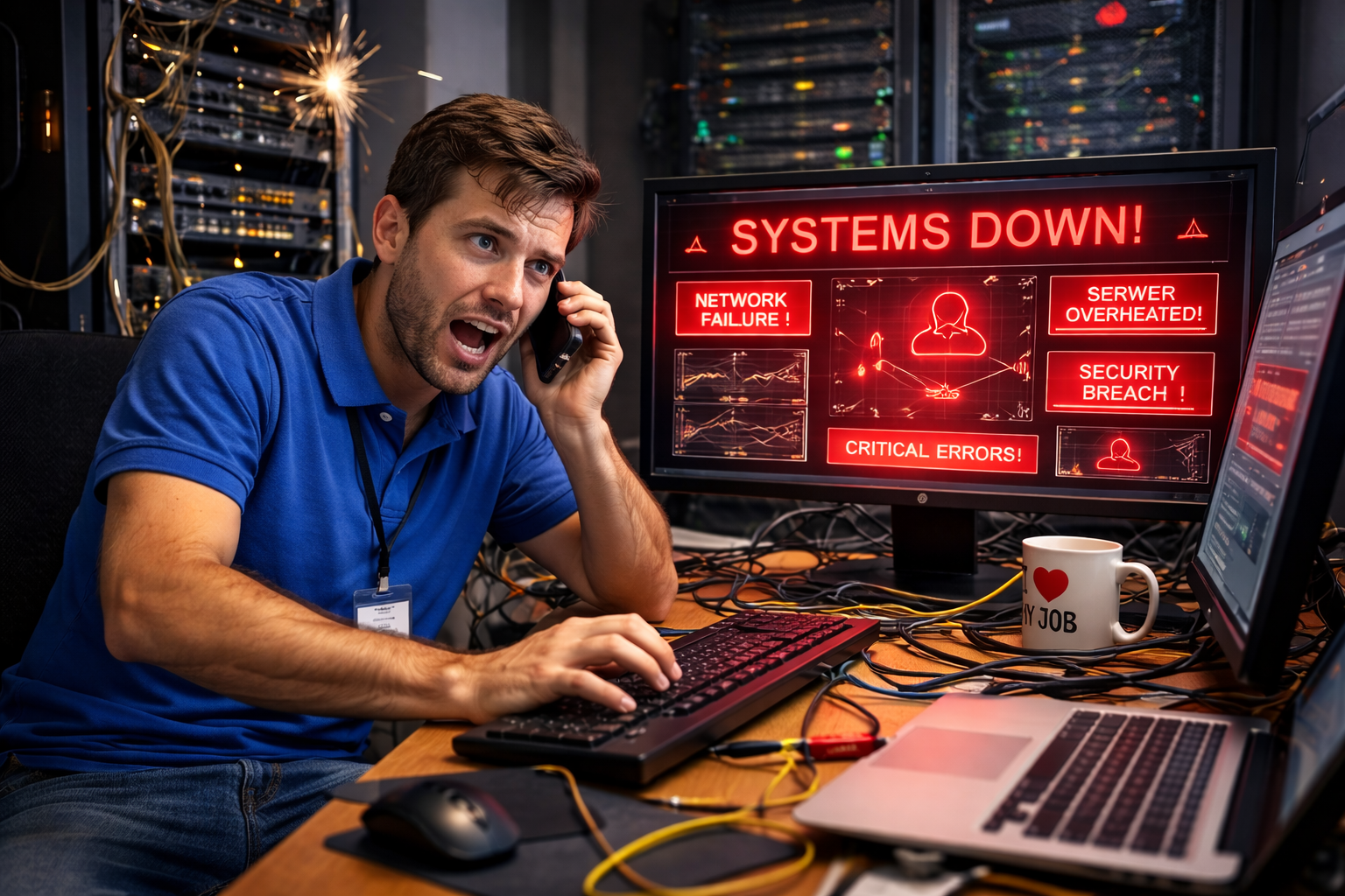 Káosz a szerverteremben, minden rendszer hibás